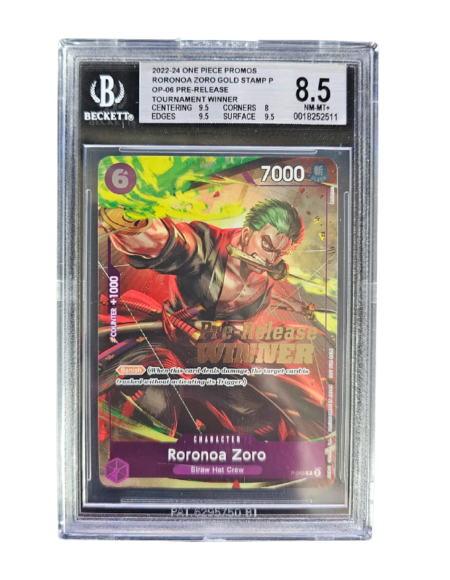 Roronoa Zoro GOLD STAMP P/(OP-06 Pre-Release Tournament Winner) BGS 8,5 NM-MT+